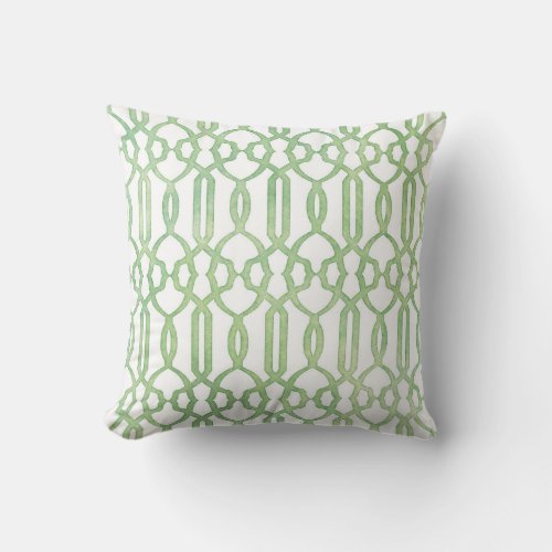 Watercolor Secret Moroccan Garden Trellis Pattern Throw Pillow