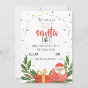Watercolor Secret Santa Christmas Party  Invitation