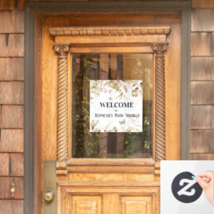 Watercolor Sepia Florals Baby Shower Window Cling