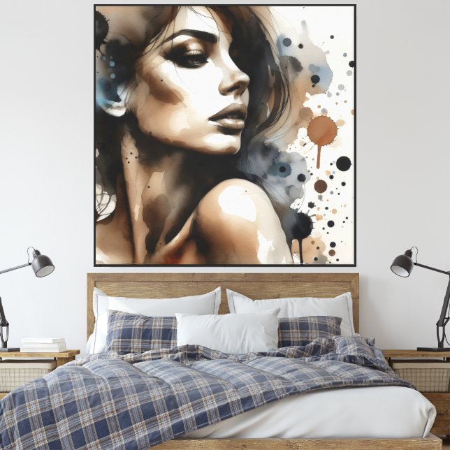 Watercolor Serene Woman - Canvas Print (Insitu(Bedroom))