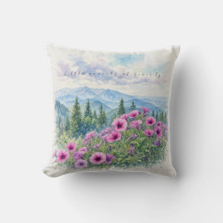 Watercolor Serenity & Mountain Blooms Throw Pillow