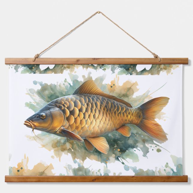 Watercolor Series: Carp Hanging Tapestry (Front)