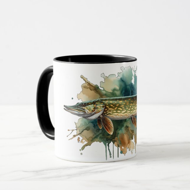 Watercolor Series: Pike Mug (Front Left)