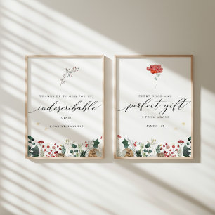 Watercolor set of 2 Christmas bible verse poster