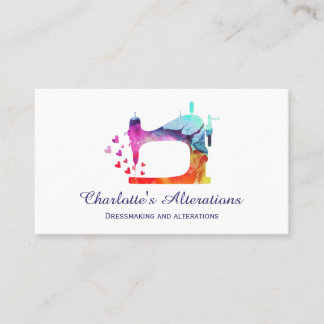 Watercolor Sewing Machine Seamstress Business Card
