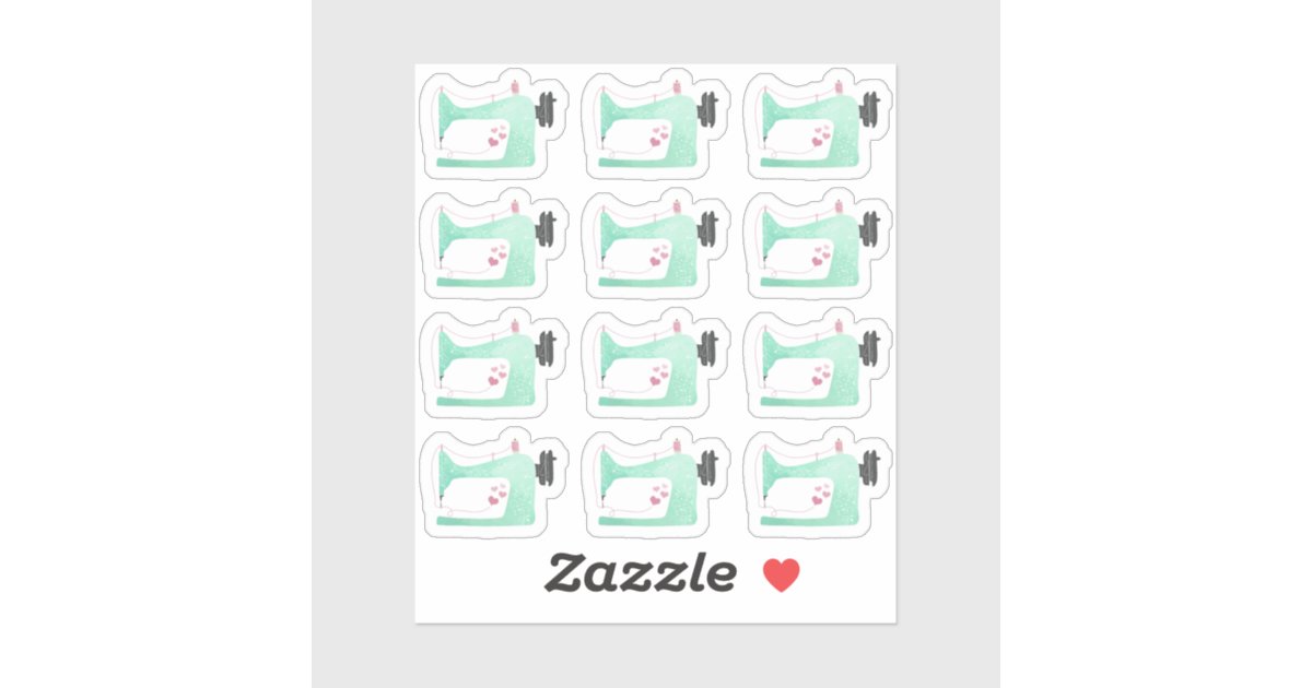 Watercolor Sewing Machine Shabby Chic Page Planner Sticker | Zazzle