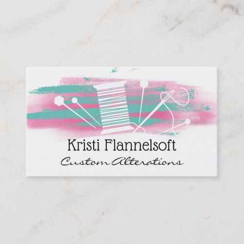 Watercolor sewing notions seamstress business card