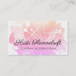 Watercolor sewing notions seamstress business card