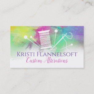 Watercolor sewing notions seamstress business card