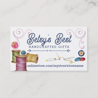 Watercolor sewing notions seamstress business card
