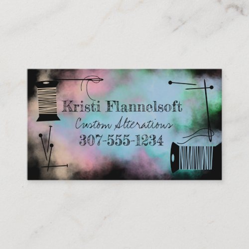 Watercolor sewing notions seamstress quilter business card