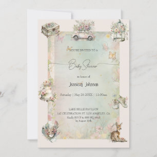 Watercolor Shabby Chic Baby Shower Invitation