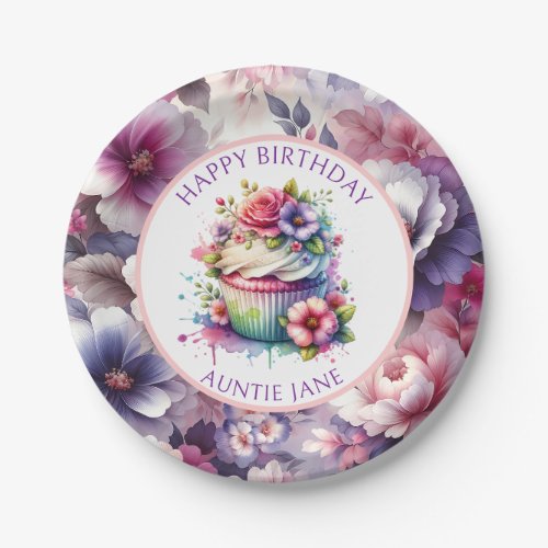 Watercolor Shabby Chic Floral Personalized Paper Plates