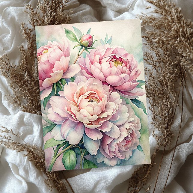 Watercolor shabby chic pink peonies bouquet tissue paper (Watercolor shabby chic pink peonies bouquet tissue paper)