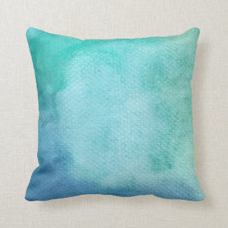 Watercolor Shades of Teal Throw Pillow