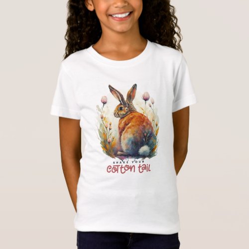 Watercolor shake your cotton tail rabbit T_Shirt