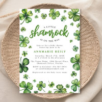 Watercolor Shamrock Baby shower Invitation
