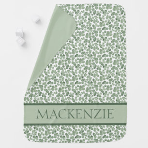 Watercolor Shamrock Clover Patterned Baby Blanket