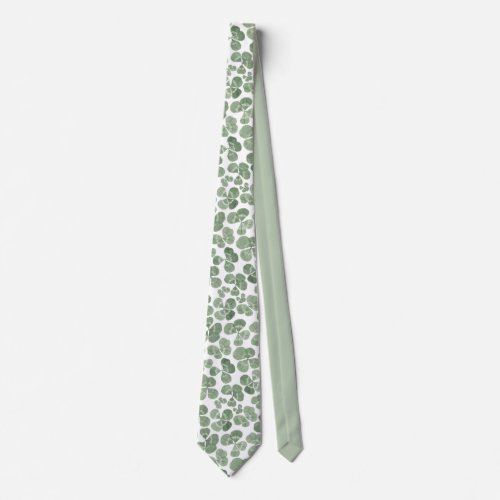Watercolor Shamrock Clover Patterned Neck Tie