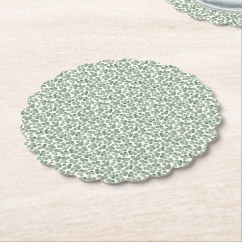 Watercolor Shamrock Clover Patterned Paper Coaster