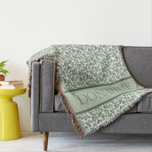 Watercolor Shamrock Clover Patterned Throw Blanket