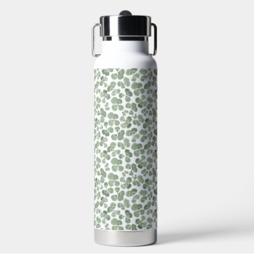 Watercolor Shamrock Clover Patterned Water Bottle