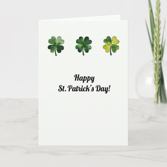 Watercolor Shamrock Happy Day Card (Front)