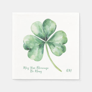 Watercolor Shamrock May Your Blessings Be Many Napkins