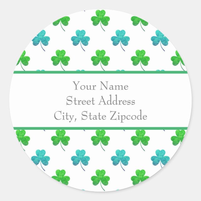 'Watercolor Shamrock Pattern' Address Labels (Front)