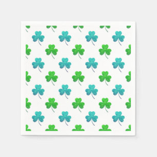 Watercolor Shamrock Pattern Paper Napkins
