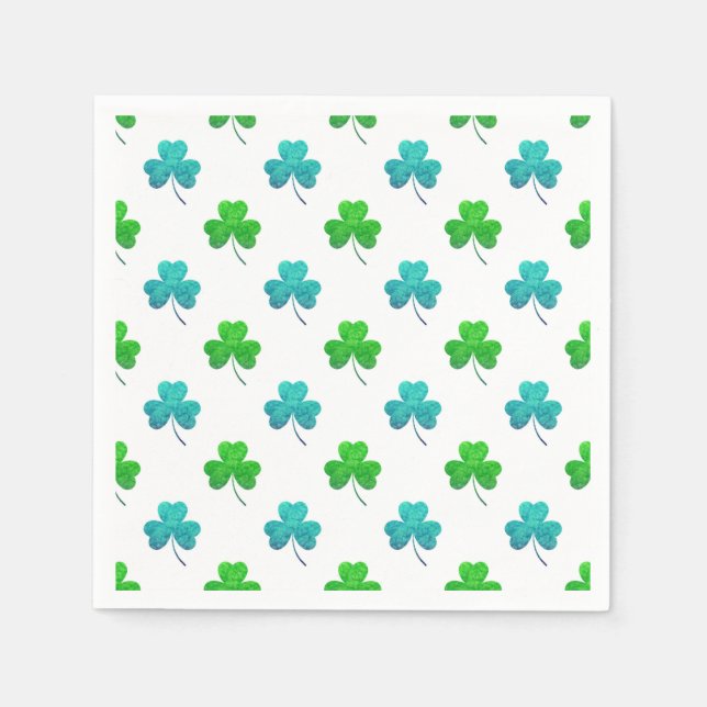 Watercolor Shamrock Pattern Paper Napkins (Front)