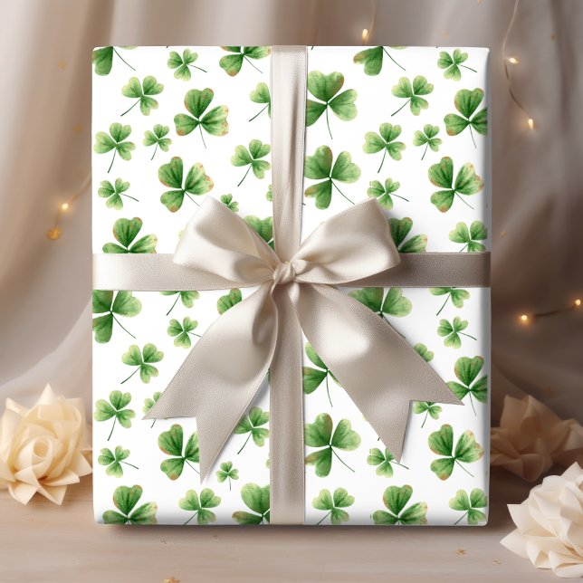 Watercolor Shamrock Pattern Wrapping Paper Sheets (Creator Uploaded)