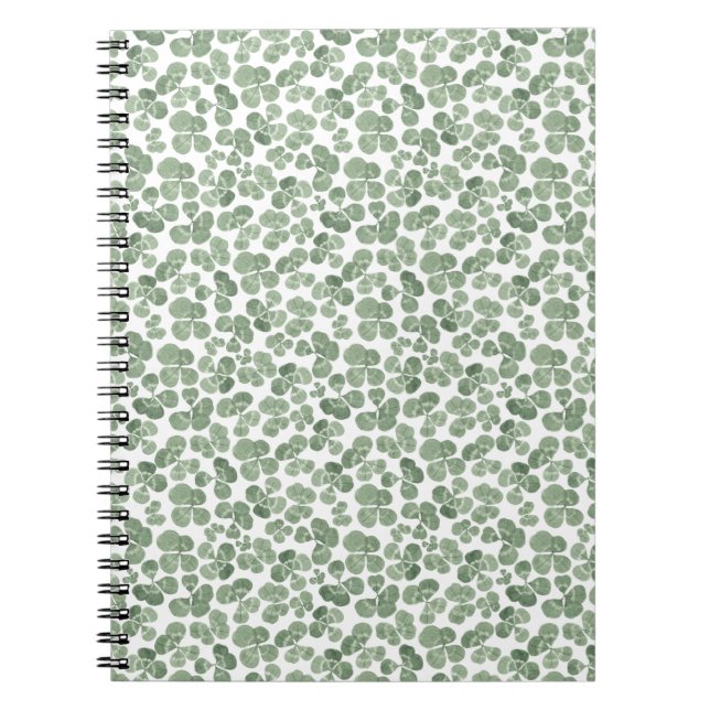 Watercolor Shamrock St. Patrick's Clover Patterned Notebook (Front)