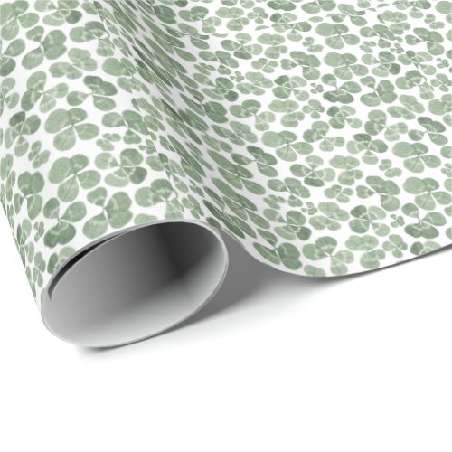 Watercolor Shamrock St Patricks Clover Patterned Wrapping Paper