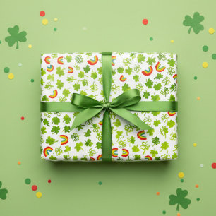 Watercolor Shamrocks & Rainbows St Patricks Day  Wrapping Paper Sheets
