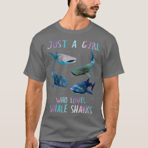 Watercolor Shark Ocean Just A Girl Who Loves Whale T-Shirt