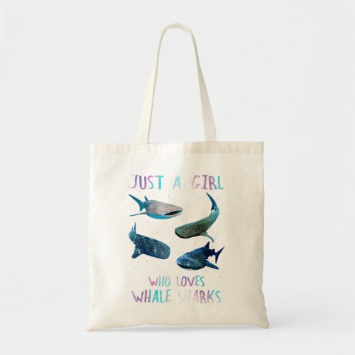 Watercolor Shark Ocean Just A Girl Who Loves Whale Tote Bag