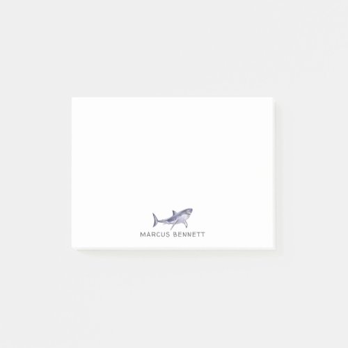 Watercolor Shark Personalized Post It Notes