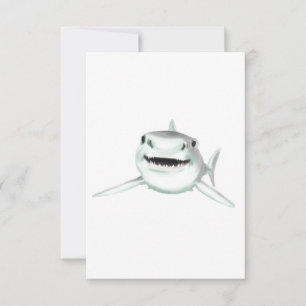 watercolor shark smiling gray green ocean animal