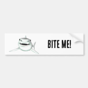 watercolor shark smiling gray green ocean animal bumper sticker