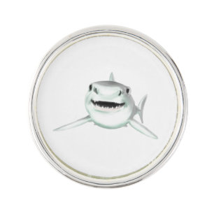 watercolor shark smiling gray green ocean animal  lapel pin