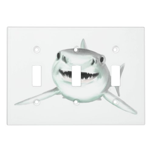 watercolor shark smiling gray green ocean animal  light switch cover