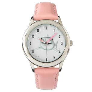 watercolor shark smiling gray green ocean animal watch