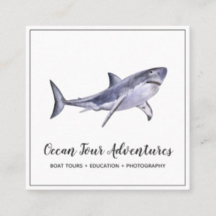 Watercolor Shark Square Business Card