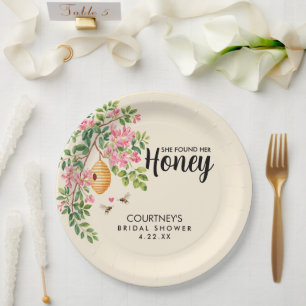 Watercolor She Found Her Honey Bridal Shower  Paper Plates