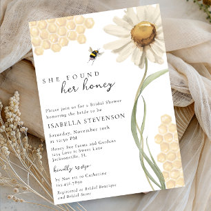 Watercolor She Found Her Honey Bridal Shower Theme Invitation