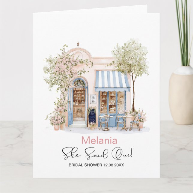   Watercolor She Said Oui  bridal shower Card (Front)