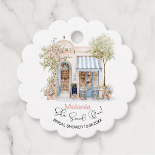   Watercolor She Said Oui  bridal shower Favor Tags