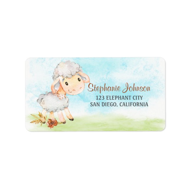 Watercolor Sheep Farm Label (Front)