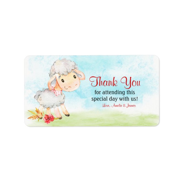 Watercolor Sheep Farm Thank You Label (Front)